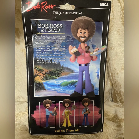 NECA Vintage Bob Ross The Joy of Painting Bob Ross & Peapod Action Figure NEW - Picture 3 of 3